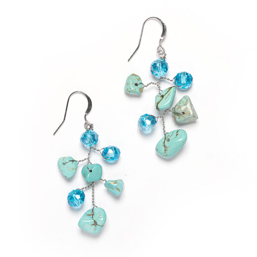 Blue beads hook earrings